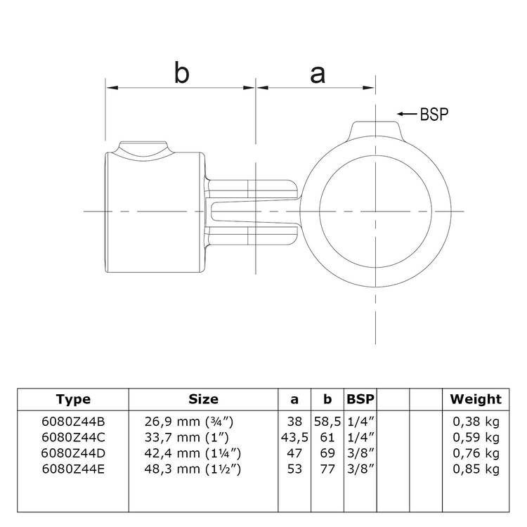 Doos Enkel scharnierstuk - zwart-B / 26,9 mm (40 stuks)